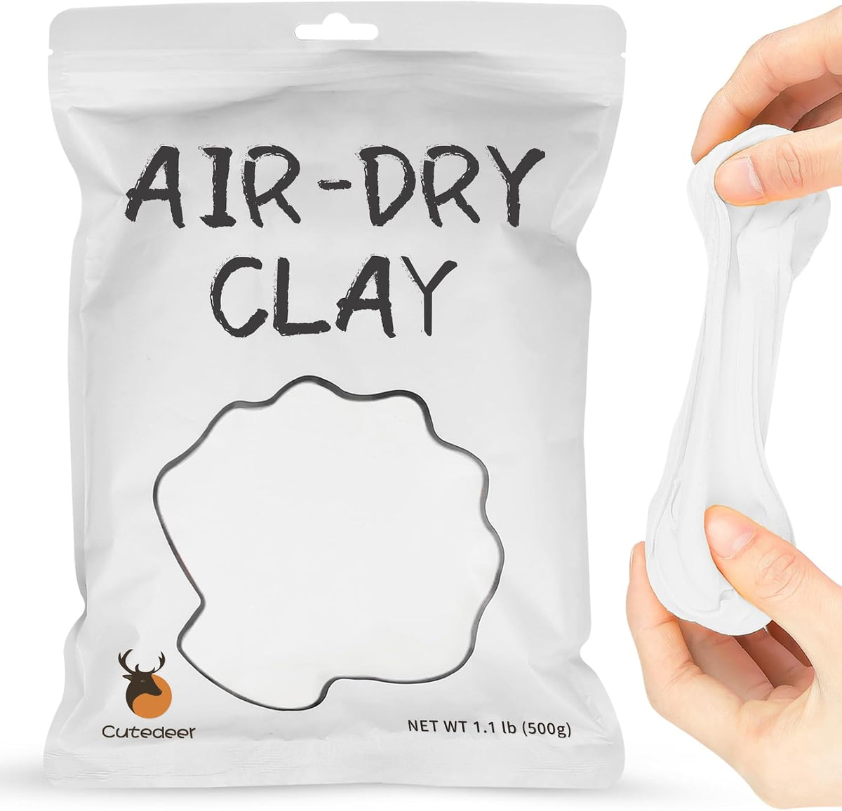 Cutedeer White Air Dry Clay, 1.1lb Foam Modeling Clay, Soft Squishy Molding for Kids Adults, Arts & Crafts Project Slime Supplies(1.1lb - 1 Pack, White)