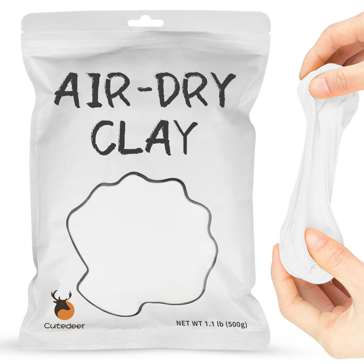 Cutedeer White Air Dry Clay, 1.1lb Foam Modeling Clay, Soft Squishy Molding for Kids Adults, Arts & Crafts Project Slime Supplies(1.1lb - 1 Pack, White)