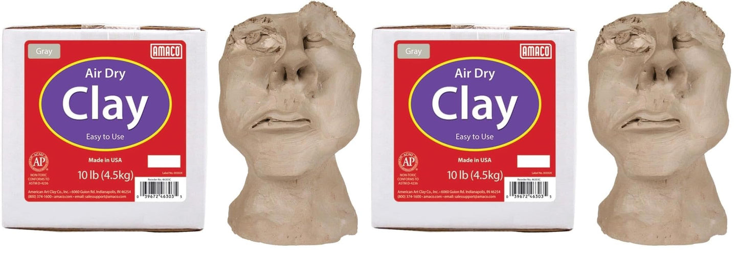 AMACO 4630-3C Air Dry Modeling Clay, 10-Pound, Gray