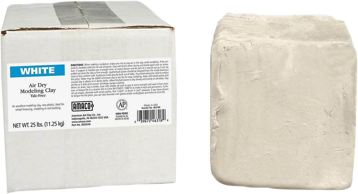 AMACO AMA46318R Air Dry Clay, 25 lbs. , White (Color may vary)