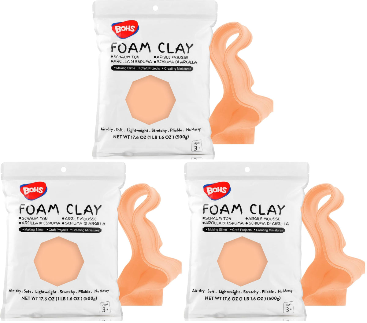 BOHS Foam Clay, White Air Dry Modeling Clay, 1.1 lb