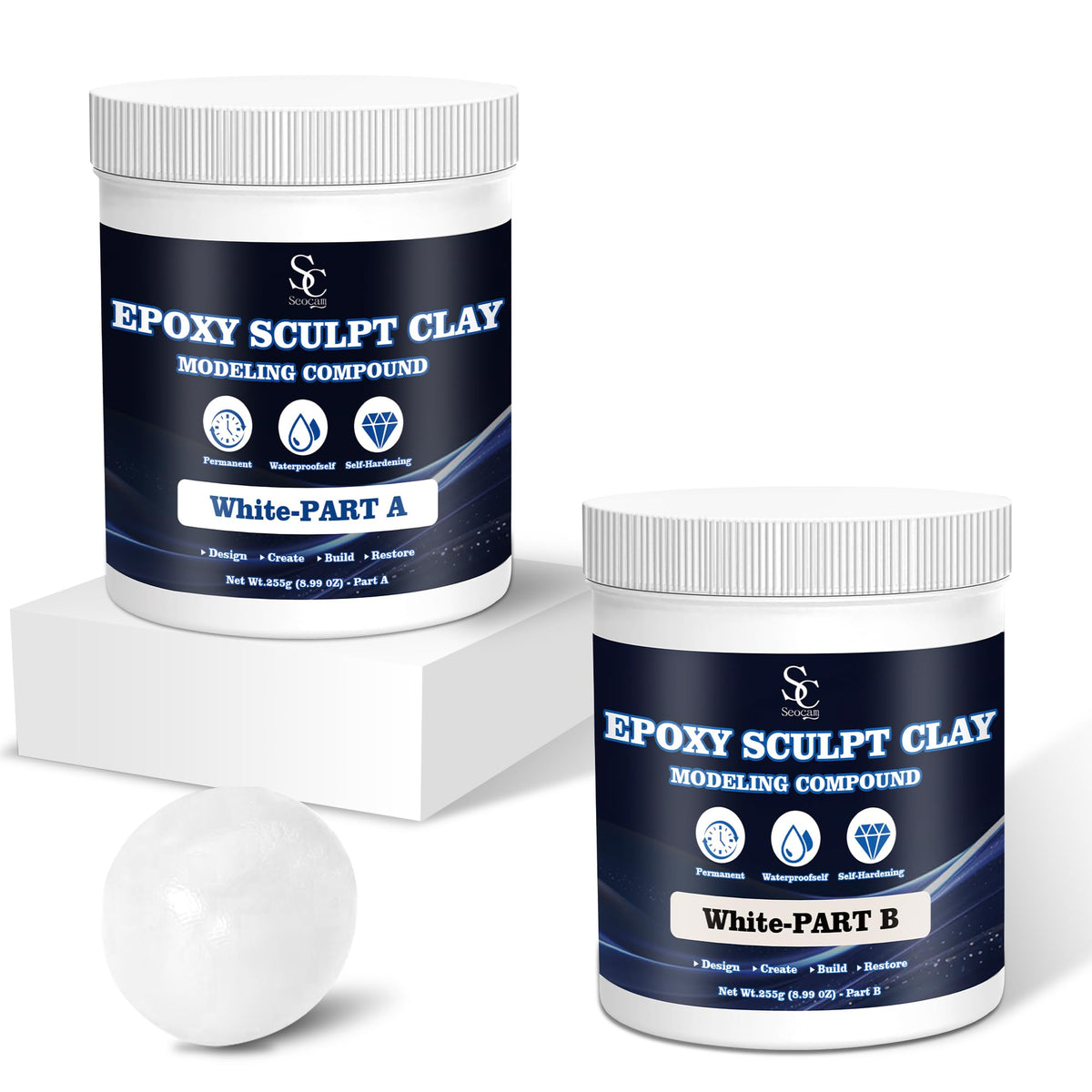 Epoxy Putty Sculpt Clay, 2 Part A & B for Sculpting, Modeling, Building, and Repairing, 1 Pound, Natural