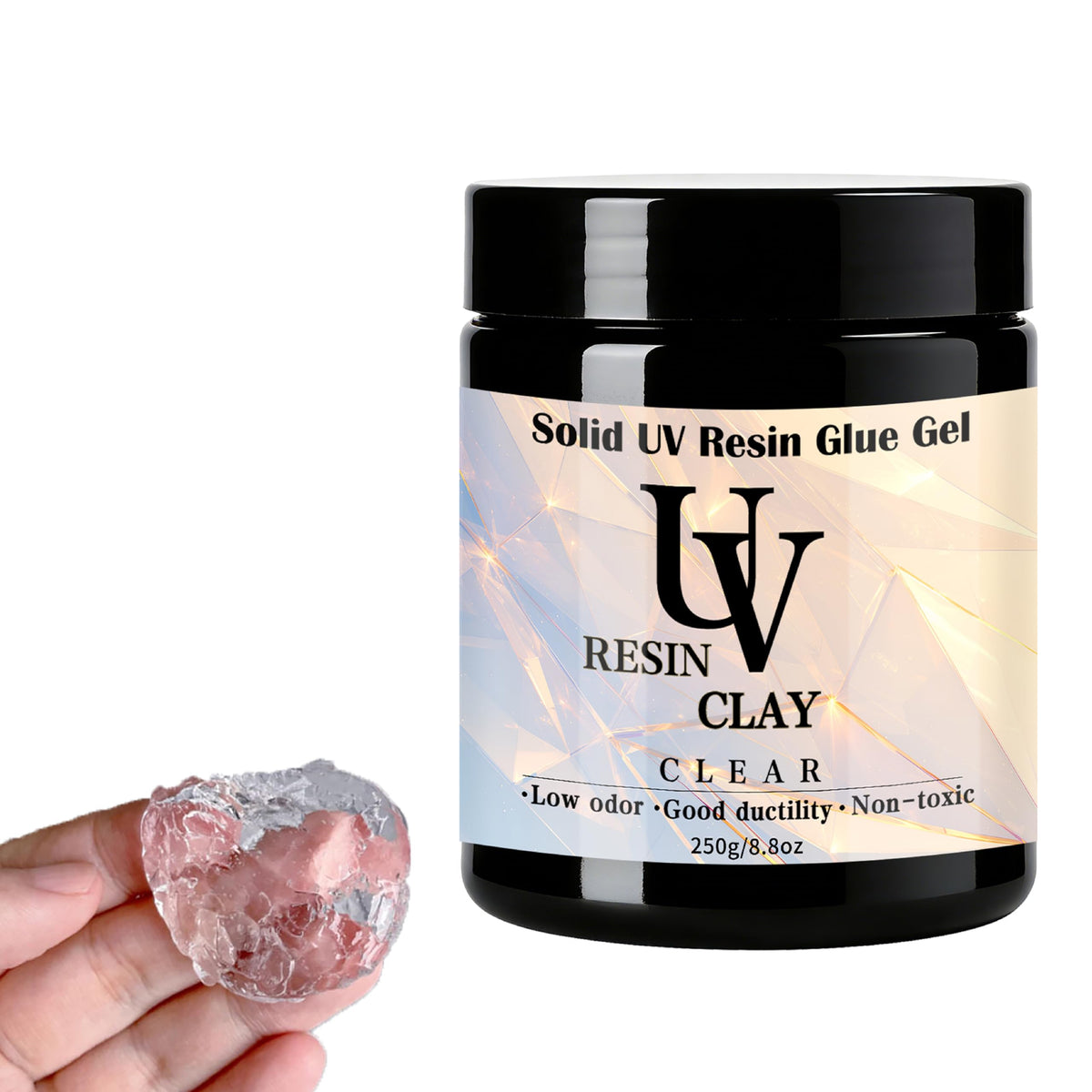 UV Clay Clear Polymer Resin for 3D Crafts, DIY Jewelry Making, Silicone Molds, UV Curing, Crystal Clear Casting, Miniature Art, and Handmade Resin Projects (3.5oz)