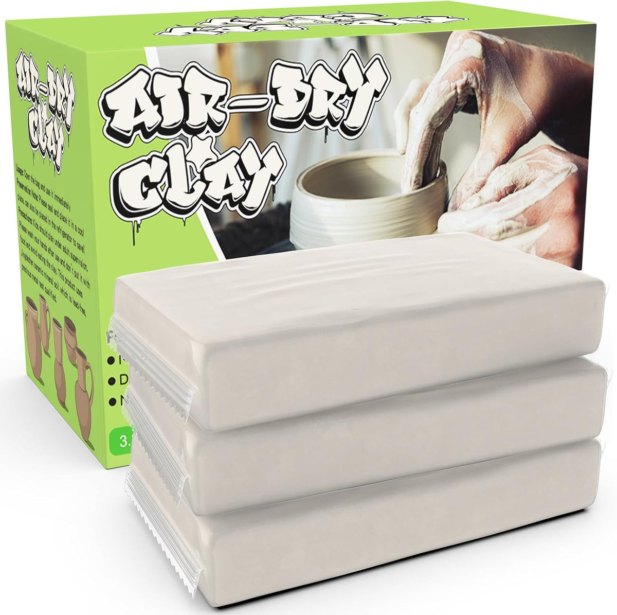 Aujazyble Premium Air Dry Clay for Kids - 3.3lbs Natural White Modeling Pottery Clay for Wheel, Arts & Crafts Supplies for School Classrooms, Craft Gifts for Kids Beginners and Advanced Sculptors