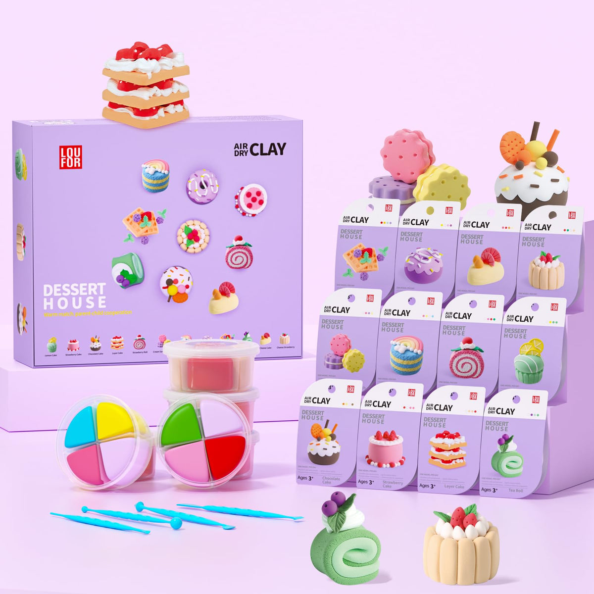LOUFOR Air Dry Clay Kits for Kids, 12 Boxes