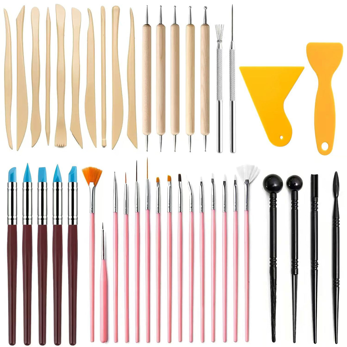 19 PCS Clay Sculpting Tools Set, Pink Air Dry Clay Tool, Polymer Clay Tool Kit, Dotting Tools, Dot Painting Tools, Clay Pottery Carving Tools for DIY Crafts Embossing Modeling