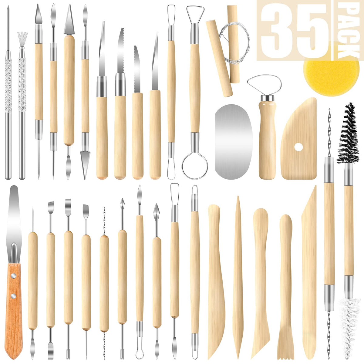 Jetmore 6 Pack Clay Tools Kit, Pottery Tools & Sculpting Tools, Polymer Modeling Clay Cutters Sculpture Set for Carving, Ceramics, Molding, DIY