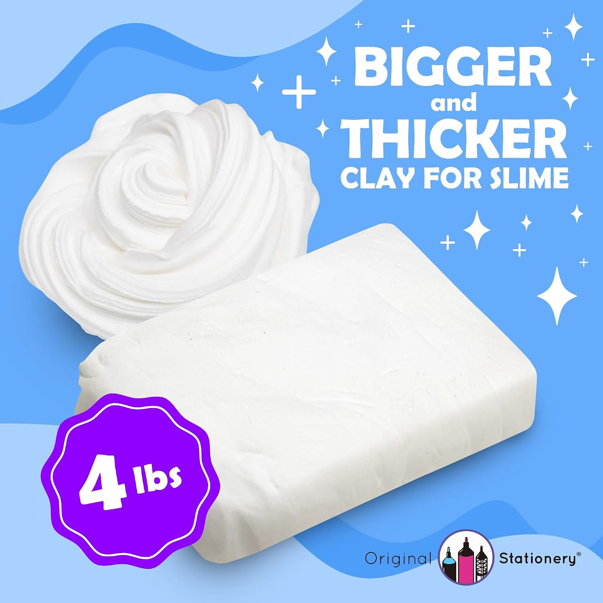 Original Stationery Soft Clay Modeling Compound - 4 lb (1.8 kg), White - Air Dry Cloud Dough & Butter Slime Clay for DIY Slime Kit, Arts & Crafts, Ages 7+ Kids Crafts