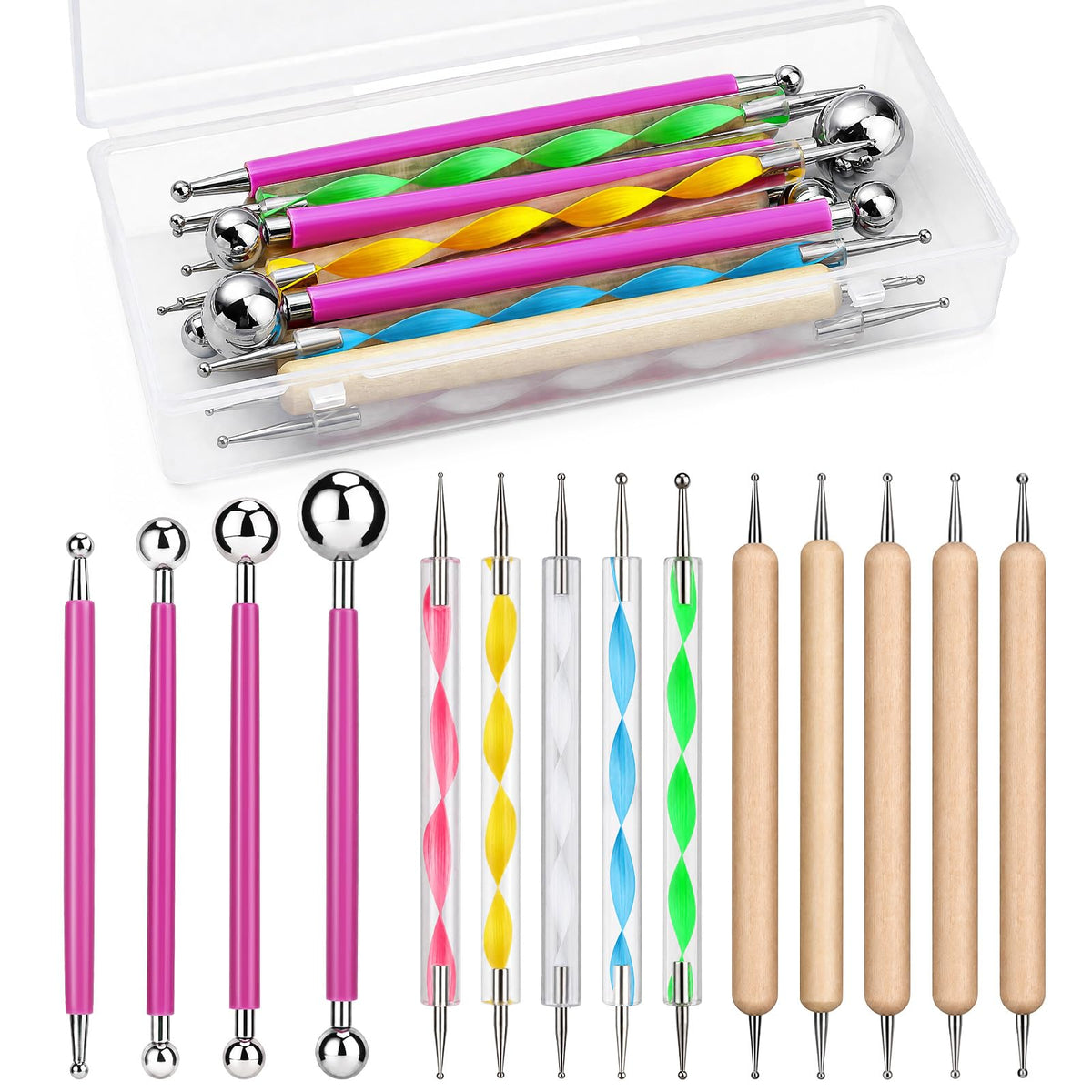 LOKUNN 14 Pcs Dotting Tools Embossing Tool Dotting Tools Set Rock Painting