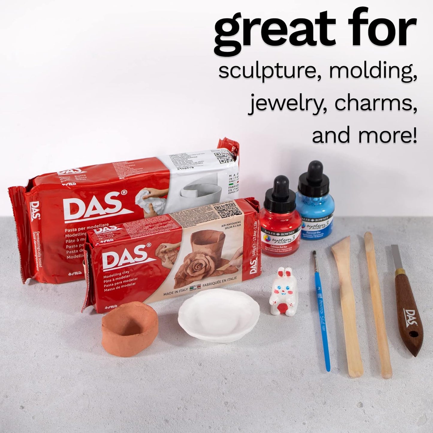 DAS Air-Hardening Modeling Clay - Stone Air Dry Clay 2.2lb Block - Pliable Air Clay for Sculpting and Coating - Introductory Air Dry Modeling Clay for All Ages - Molding Clay for Sculpting and More