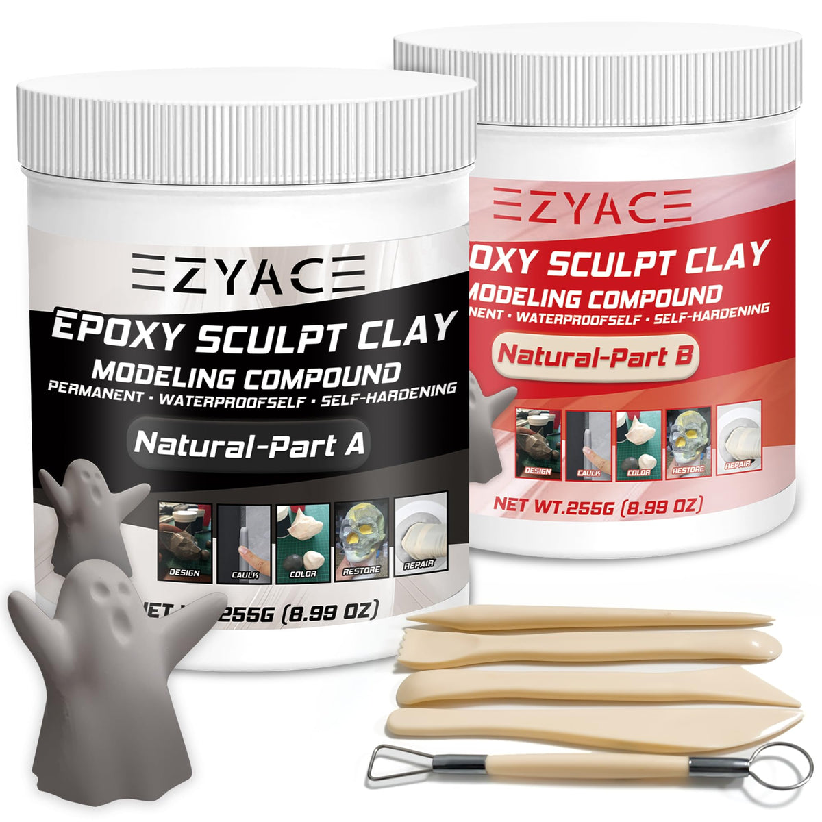 Epoxy Clay, Magic Epoxy Sculpt Clay, 2 Part Modeling Compound (A & B) of Magic Sculpt Epoxys Clays for Sculpting, Modeling, Building and Repairing, White, 1 Pound