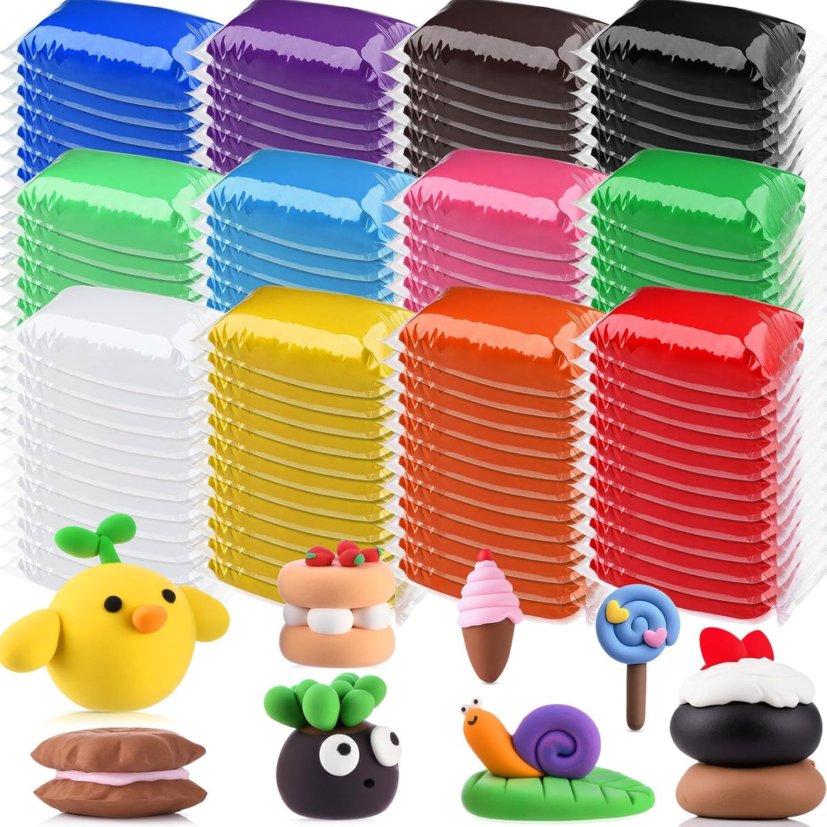 VioraWhite 72 Pcs 38oz Air Dry Clay Bulk Modeling Clay,Classic Color