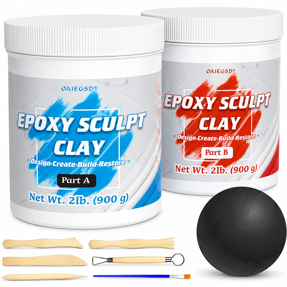 1 lb White Epoxy Putty Sculpt Clay, 2 Part Self Hardening Modeling Clay
