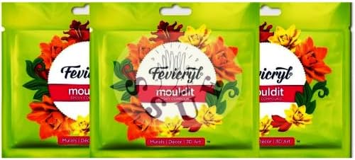 Fevicryl Mould Clay 50grm Modelling Sculpting, Air Dry 3D Art Craft DIY Earrings Bracelets Keychains Necklaces Home Decor Handmade Accessories Artists, MDF Board Easy to use Gift Etc (3 Piece)