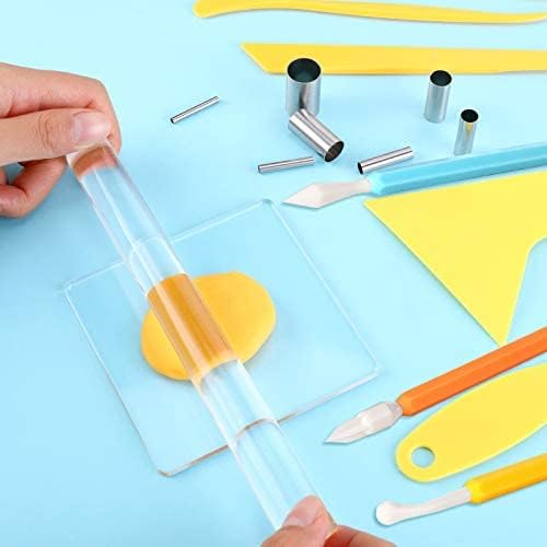 Honoson 23 Pcs Clay Sculpting Tools Set with Roller Cutters,Colorful