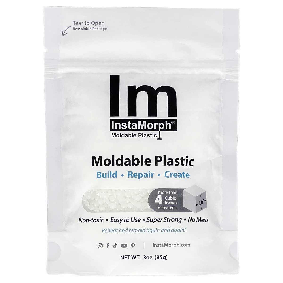 InstaMorph Reusable Moldable Plastic for Crafts,Sculpting,Cosplay,More 3oz
