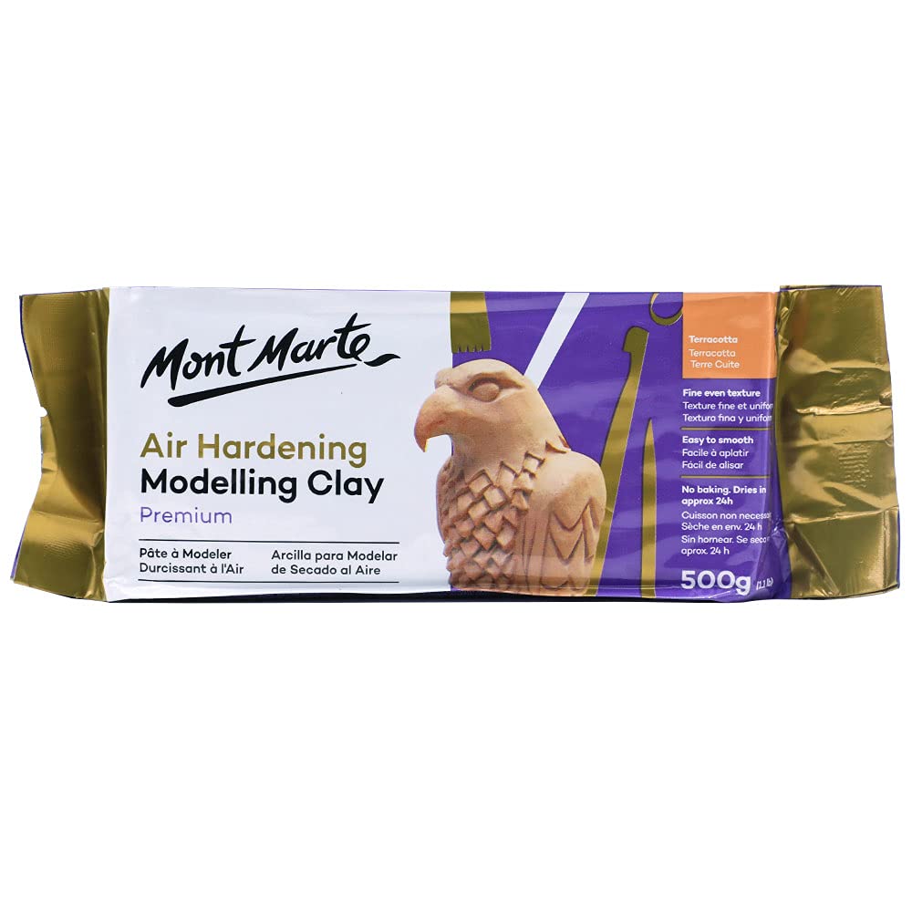 Mont Marte Grey Air Hardening Modeling Clay, 500g (1.1lb). Dries in Approximately 24 Hours. Suitable for Sculptors and Modelers of All Skill Levels.