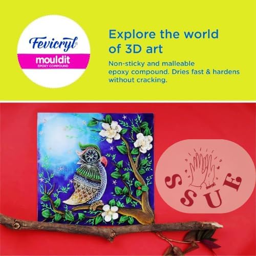 Fevicryl Mould Clay 50grm Modelling Sculpting, Air Dry 3D Art Craft DIY Earrings Bracelets Keychains Necklaces Home Decor Handmade Accessories Artists, MDF Board Easy to use Gift Etc (3 Piece)
