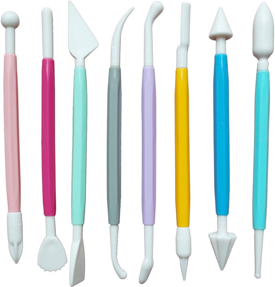 ScivoKaval Marshmallow Fondant Cake Decorating Hand Tool 12 Pcs 5 Sets Sugarcraft Gumpaste Icing Smoother Rolling Pin Trimmer Cutter Embosser Flower Scissor Modelling Accessories Supplies Kit Multi