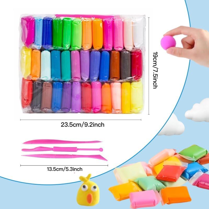 36 Colors Foam Air Dry Clay with Tools, Ultra Light Magic Modeling & Molding Clay Gift Set for Kids Adults, DIY Creative Art Crafts for Home, School
