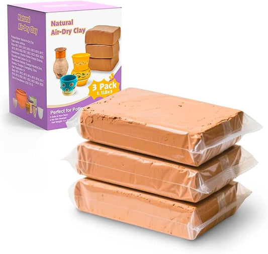 3 PCS Air Dry Clay - 3.3lbs Natural Modeling Pottery Clay for Wheel