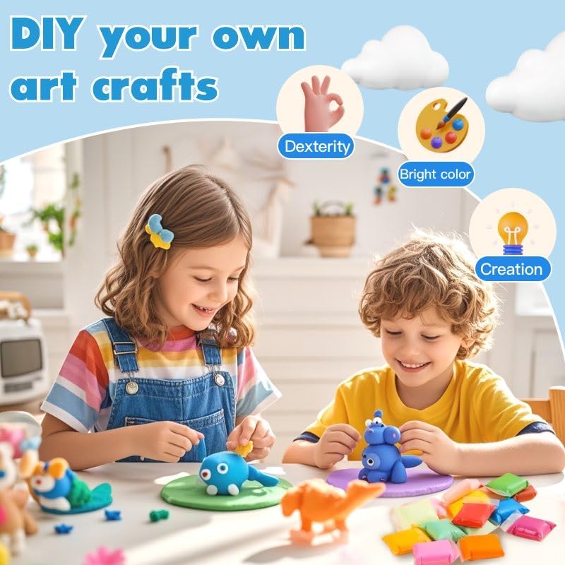 36 Colors Foam Air Dry Clay with Tools, Ultra Light Magic Modeling & Molding Clay Gift Set for Kids Adults, DIY Creative Art Crafts for Home, School