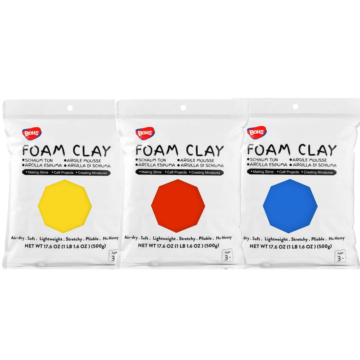 BOHS Foam Clay, White Air Dry Modeling Clay, 1.1 lb