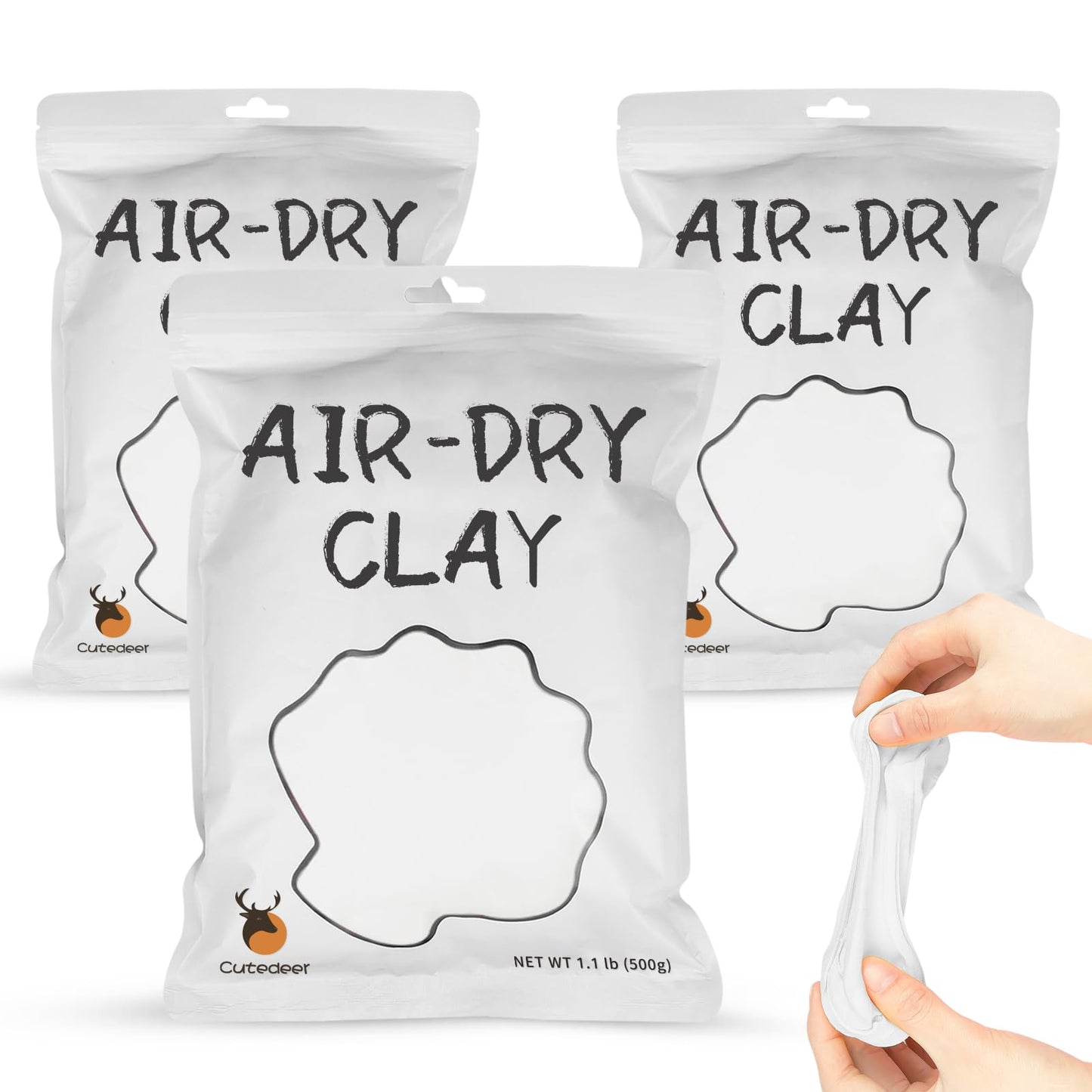 Cutedeer White Air Dry Clay, 1.1lb Foam Modeling Clay, Soft Squishy Molding for Kids Adults, Arts & Crafts Project Slime Supplies(1.1lb - 1 Pack, White)
