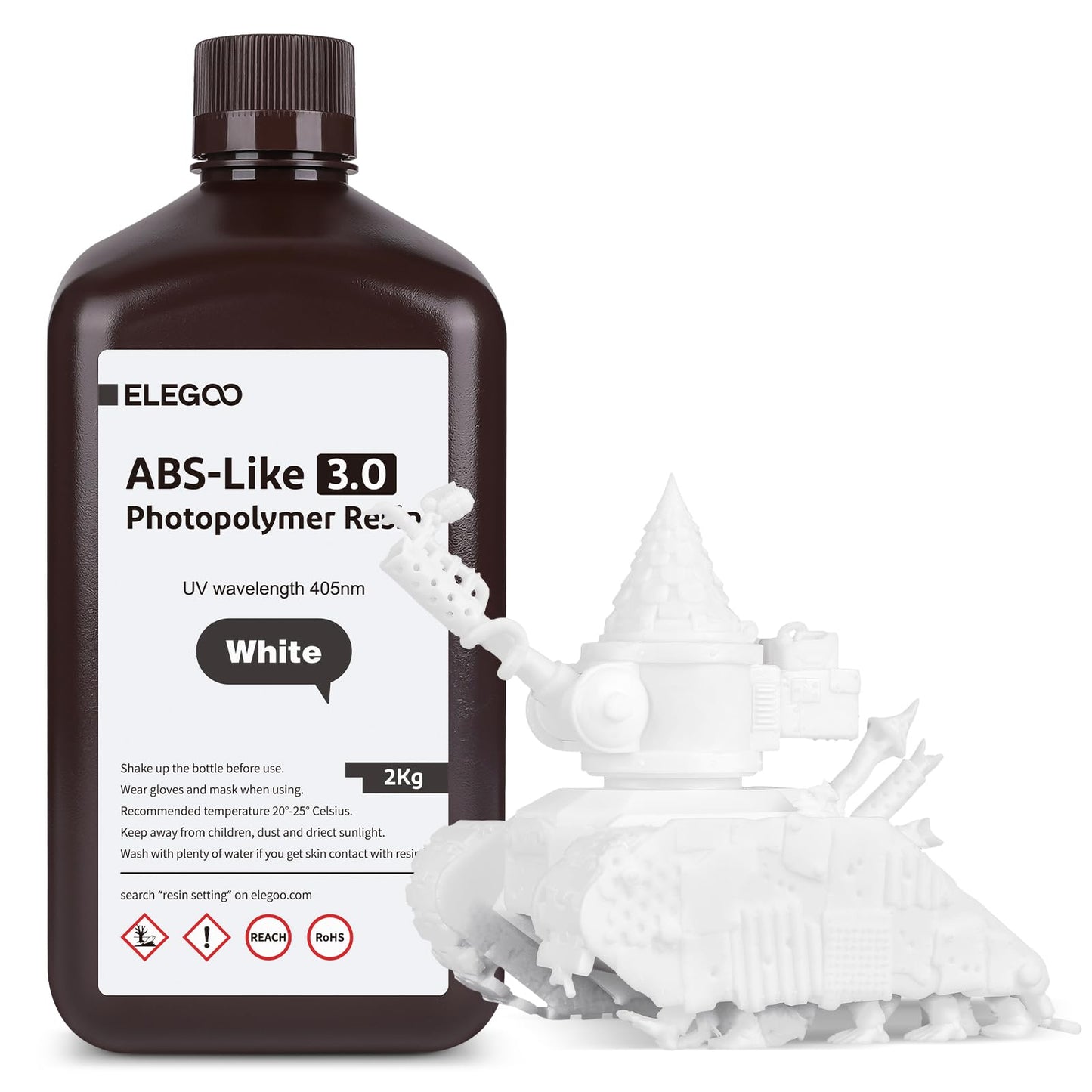 ELEGOO Upgraded ABS-Like 3D Printer 8k Resin 3.0, 405nm UV-Curing LCD Resin High Precision Fast Curing Non-Brittle Photopolymer Resin for LCD Printing Red Clay 2KG