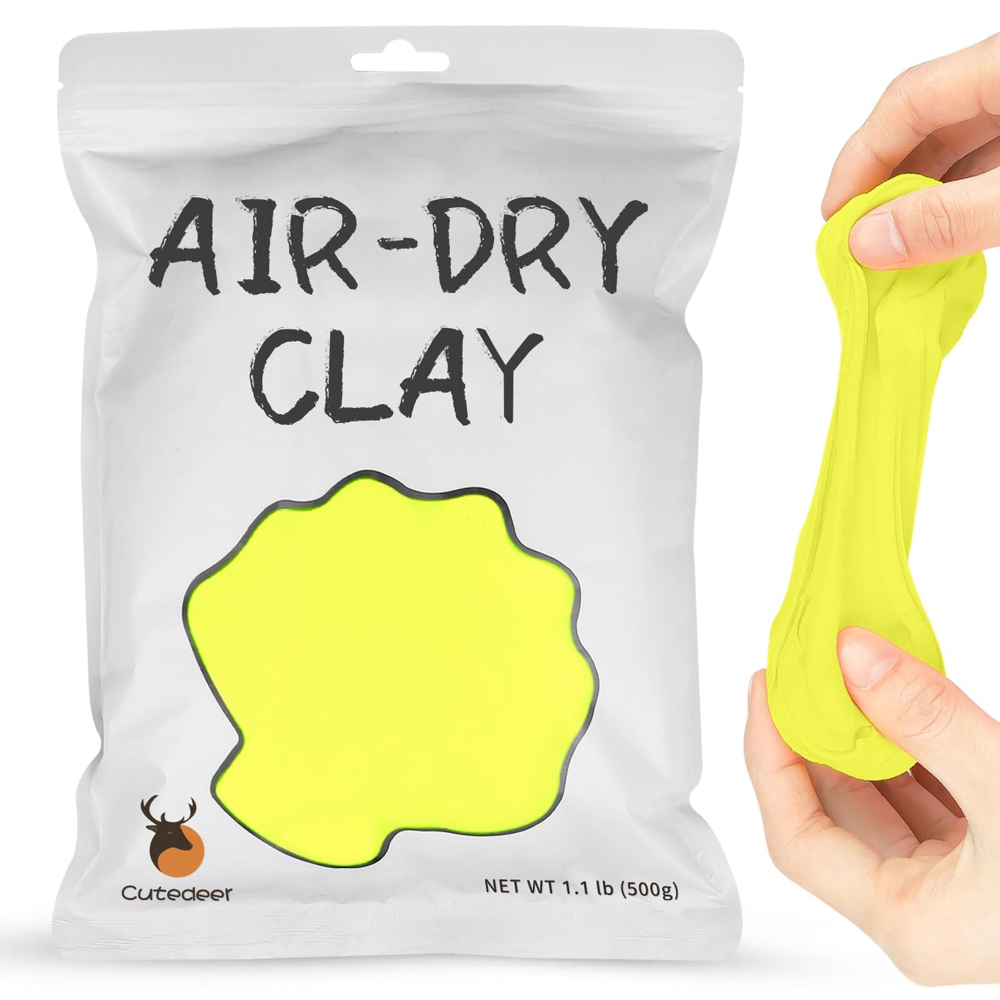 Cutedeer White Air Dry Clay, 1.1lb Foam Modeling Clay, Soft Squishy Molding for Kids Adults, Arts & Crafts Project Slime Supplies(1.1lb - 1 Pack, White)