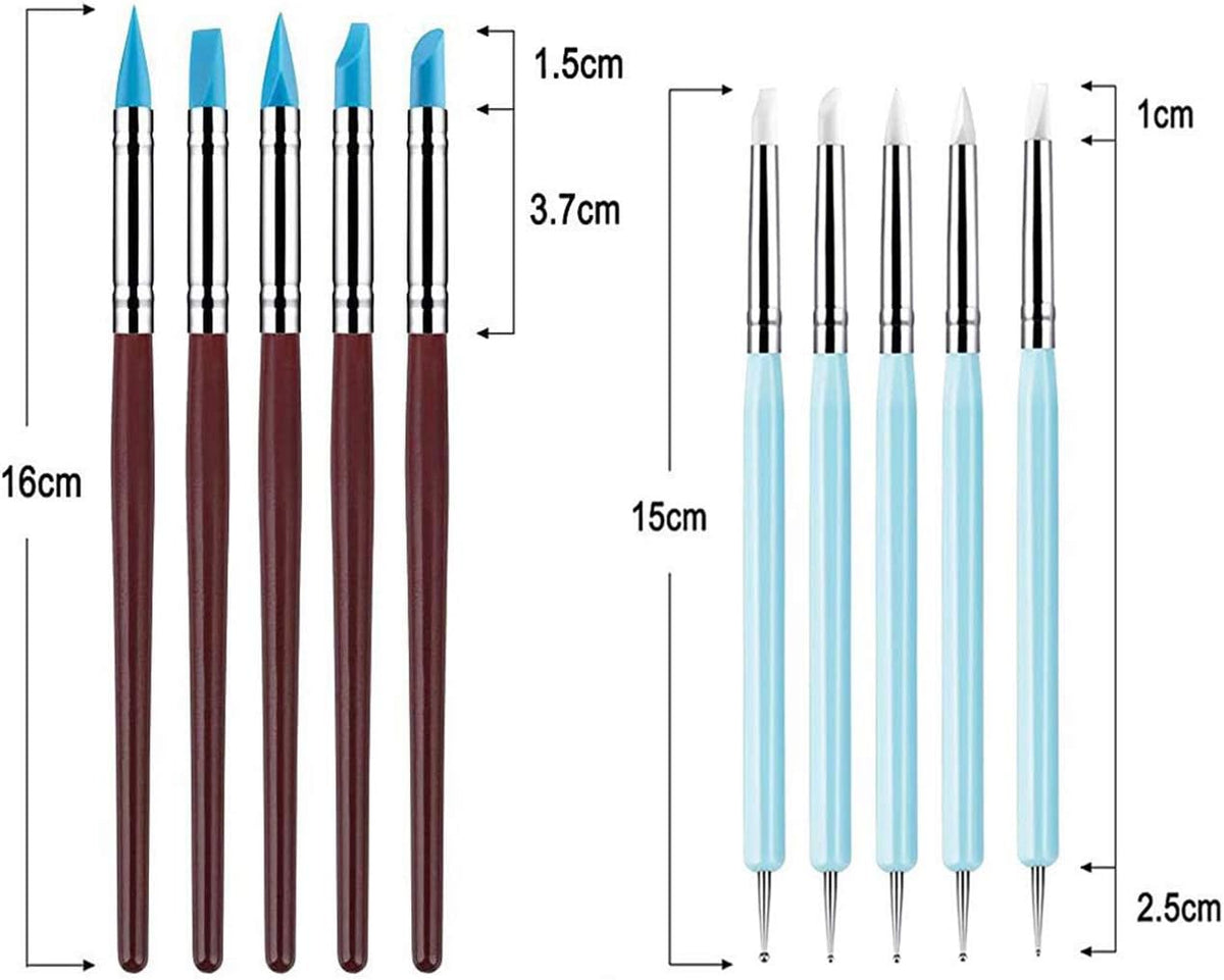 Silicone Clay Sculpting Tool - 10Pcs Modeling Dotting Tool for Pottery Craft, Rock, Nail, Blending, Drawing