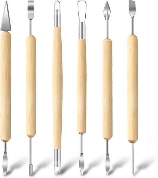 Jetmore 6 Pack Clay Tools Kit, Pottery Tools & Sculpting Tools, Polymer Modeling Clay Cutters Sculpture Set for Carving, Ceramics, Molding, DIY