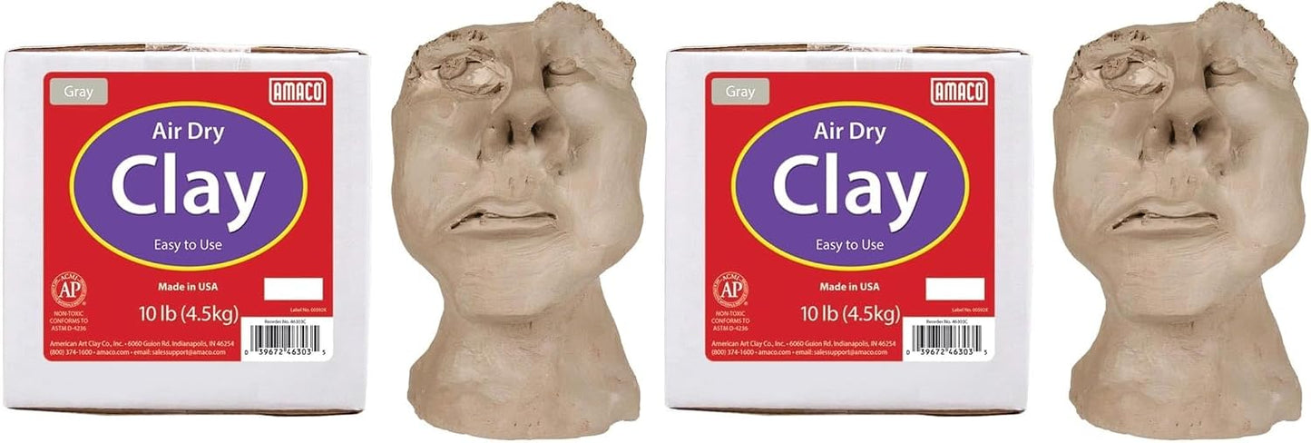 AMACO 4630-3C Air Dry Modeling Clay, 10-Pound, Gray