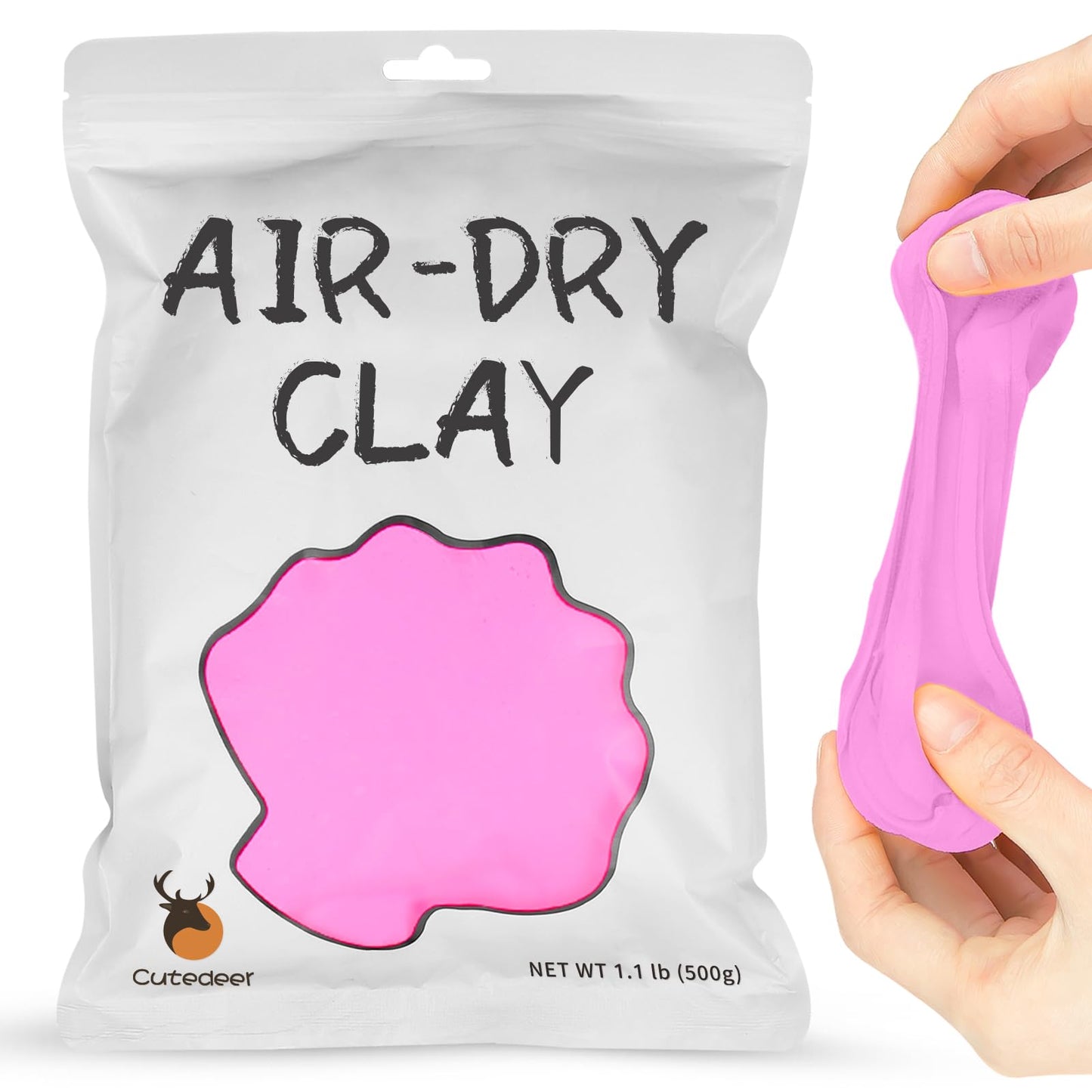 Cutedeer White Air Dry Clay, 1.1lb Foam Modeling Clay, Soft Squishy Molding for Kids Adults, Arts & Crafts Project Slime Supplies(1.1lb - 1 Pack, White)