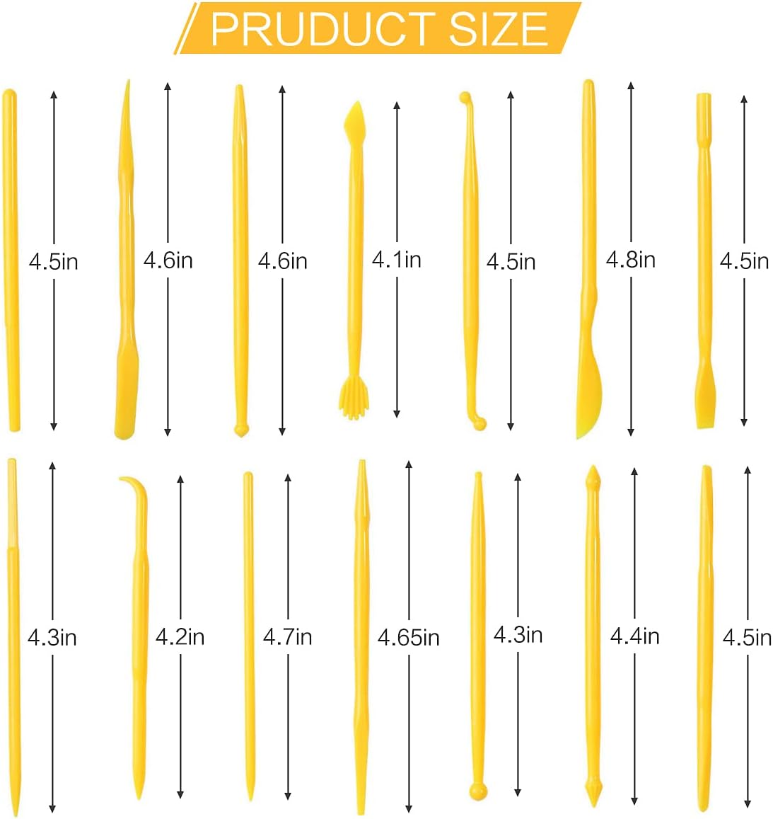 Clay Tools, 14-Piece DIY Plastic Polymer Carving Set Clay Kit Pottery Modeling for Carving, Styling, Embossing, Suitable Beginner
