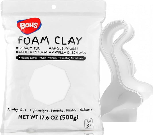 BOHS Foam Clay, White Air Dry Modeling Clay, 1.1 lb