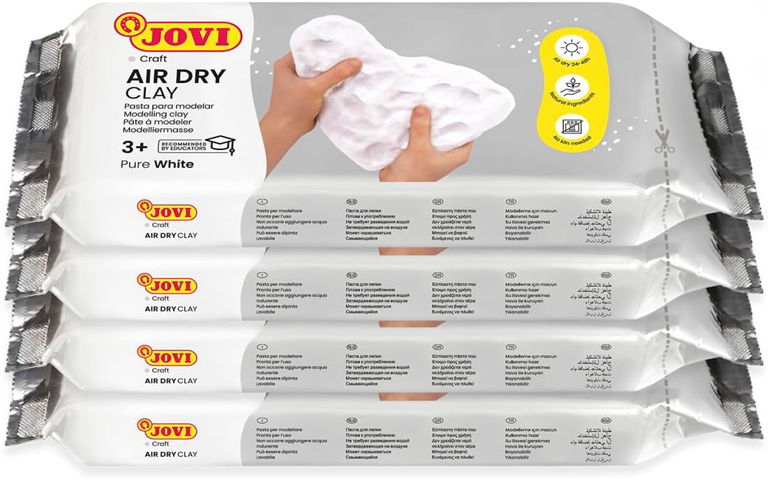 Jovi - Air Dry Clay, Set of 4 Units, 2.2lb Each, Total of 8.8lb, White
