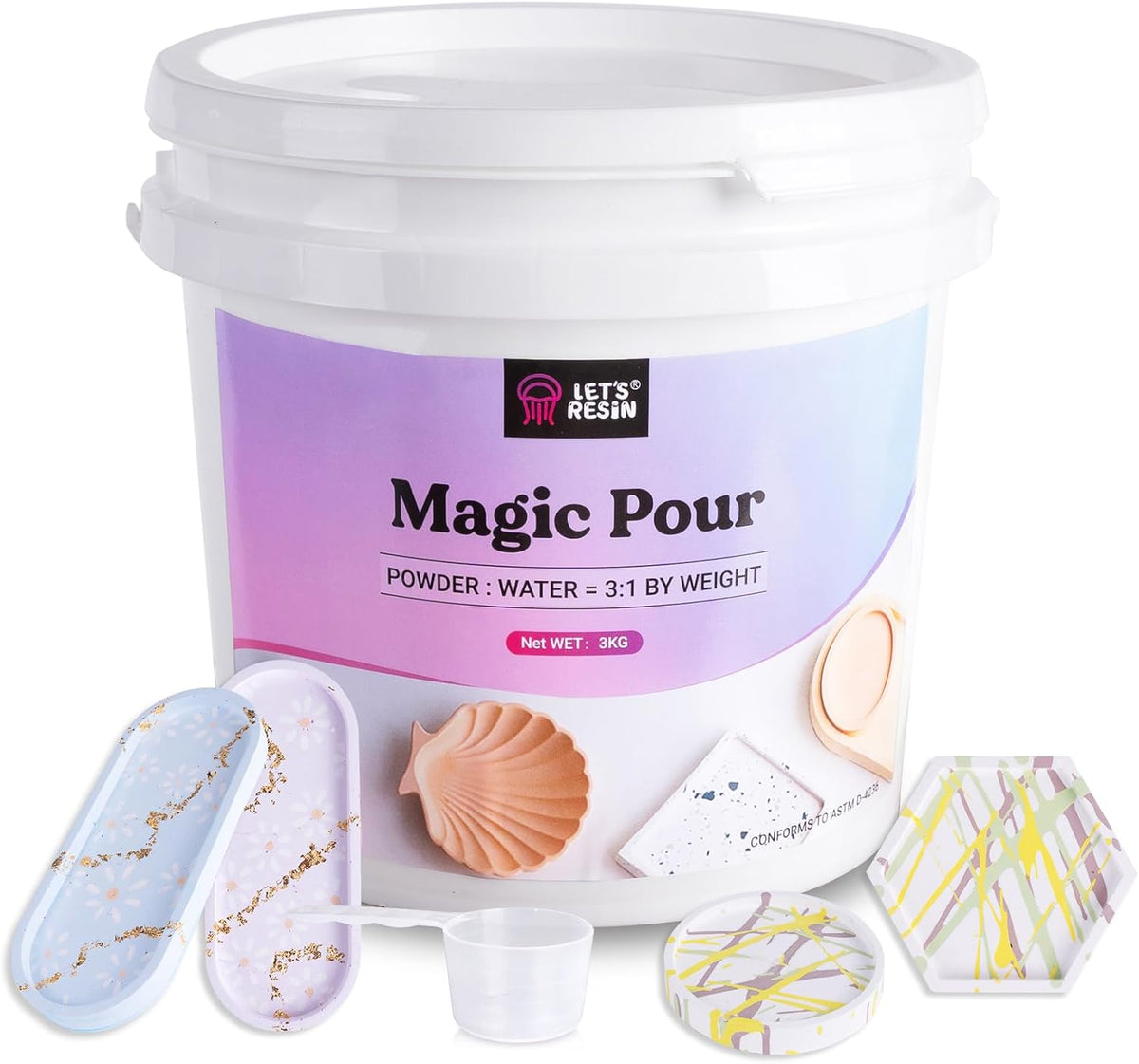 LET'S RESIN Resin Casting Powders 3000g,20~30 Minutes De-Mold Ceramic Resin
