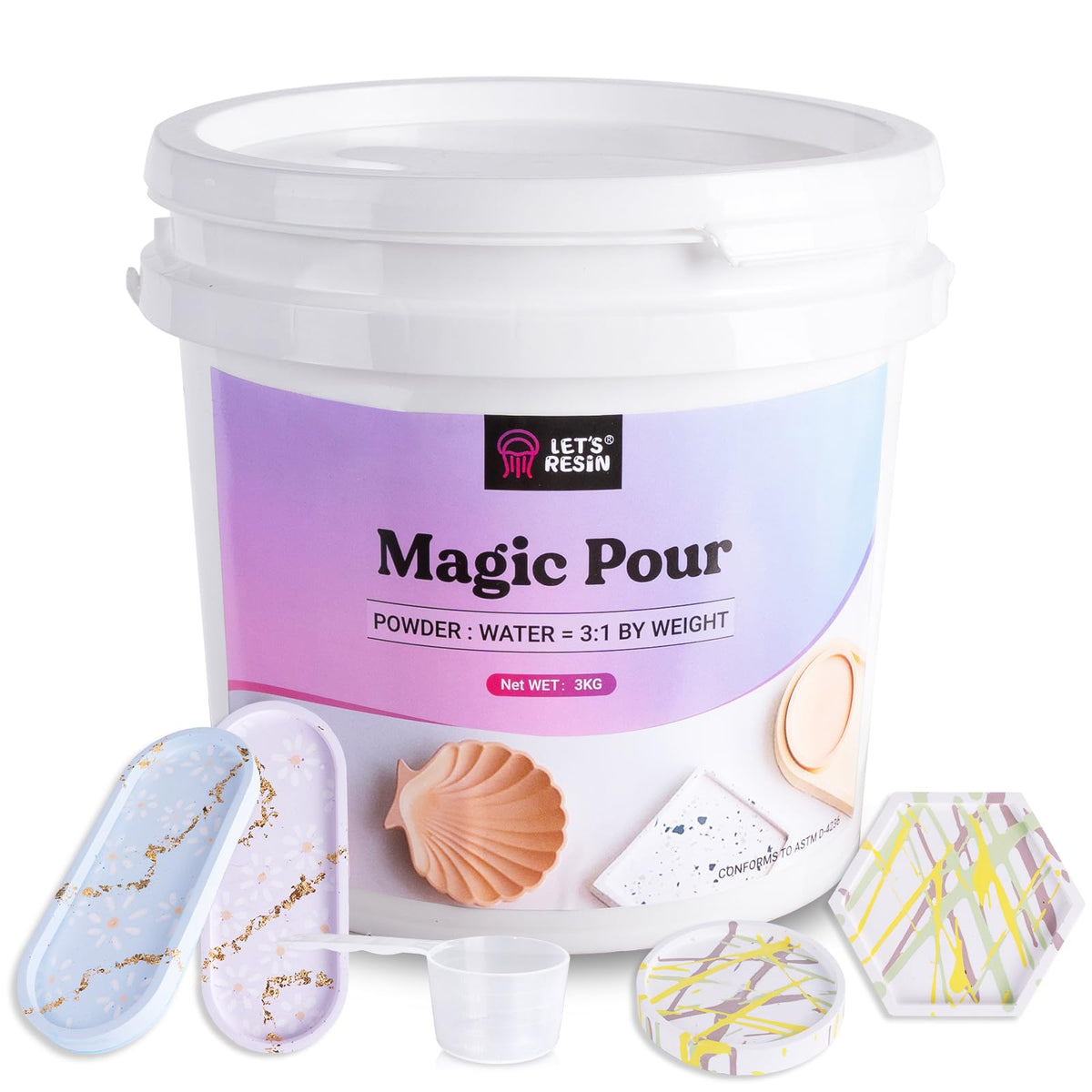 LET'S RESIN Resin Casting Powders 3000g,20~30 Minutes De-Mold Ceramic Resin