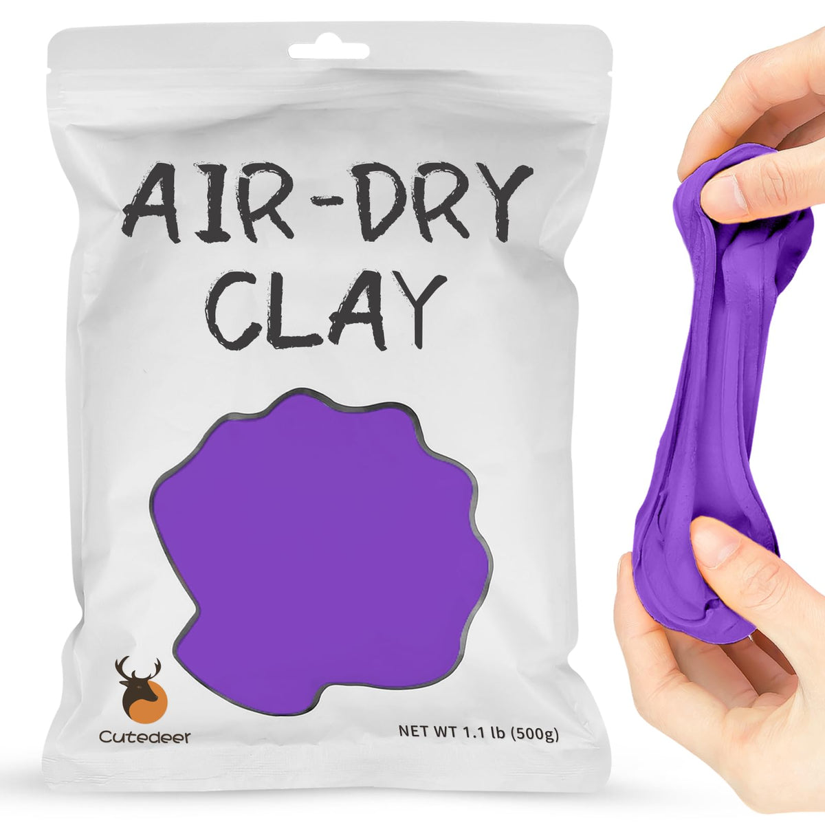 Cutedeer White Air Dry Clay, 1.1lb Foam Modeling Clay, Soft Squishy Molding for Kids Adults, Arts & Crafts Project Slime Supplies(1.1lb - 1 Pack, White)