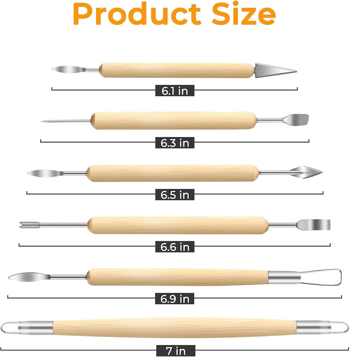 Jetmore 6 Pack Clay Tools Kit, Pottery Tools & Sculpting Tools, Polymer Modeling Clay Cutters Sculpture Set for Carving, Ceramics, Molding, DIY