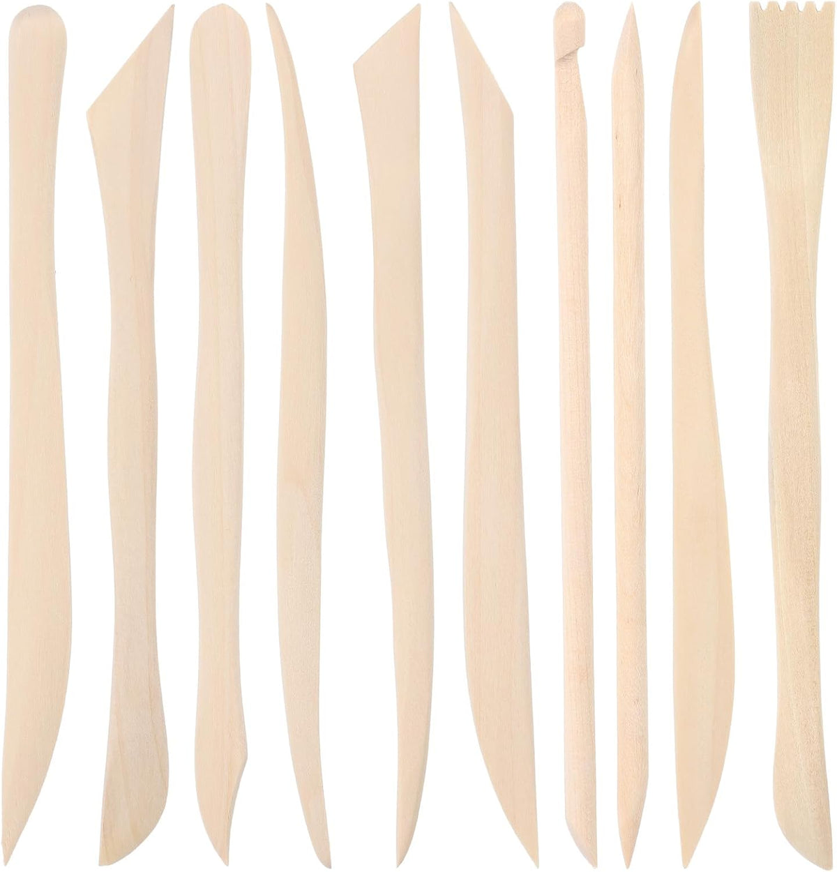 DIVINA VITAE 10Pcs Wooden Clay Sculpting Tools Double Ended Clay Modeling Tools 6.22 Inch Pottery Sculpting Tools for Cutting Soap Carving Smoothing Clay Supplies