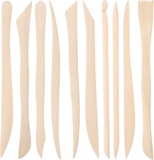 DIVINA VITAE 10Pcs Wooden Clay Sculpting Tools Double Ended Clay Modeling Tools 6.22 Inch Pottery Sculpting Tools for Cutting Soap Carving Smoothing Clay Supplies