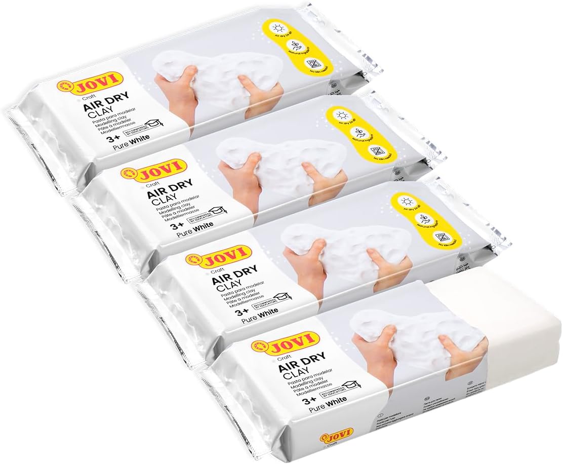 Jovi - Air Dry Clay, Set of 4 Units, 2.2lb Each, Total of 8.8lb, White
