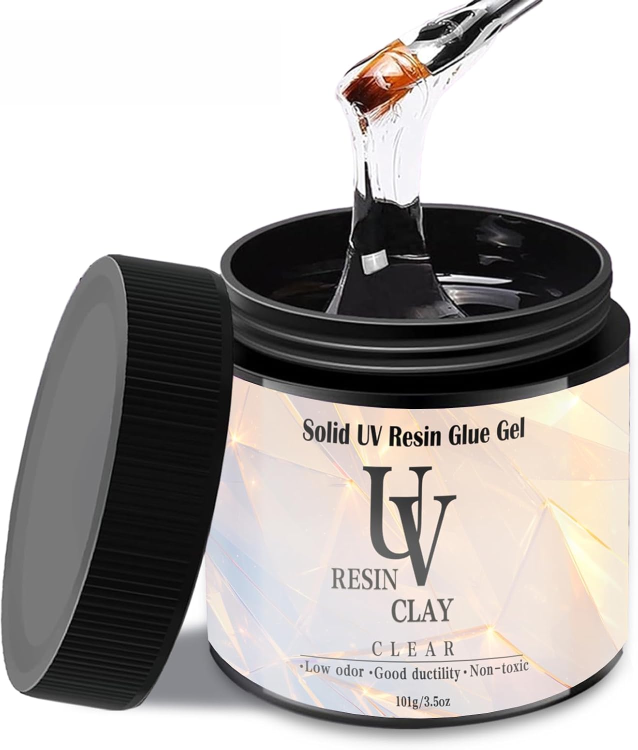 UV Clay Clear Polymer Resin for 3D Crafts, DIY Jewelry Making, Silicone Molds, UV Curing, Crystal Clear Casting, Miniature Art, and Handmade Resin Projects (3.5oz)