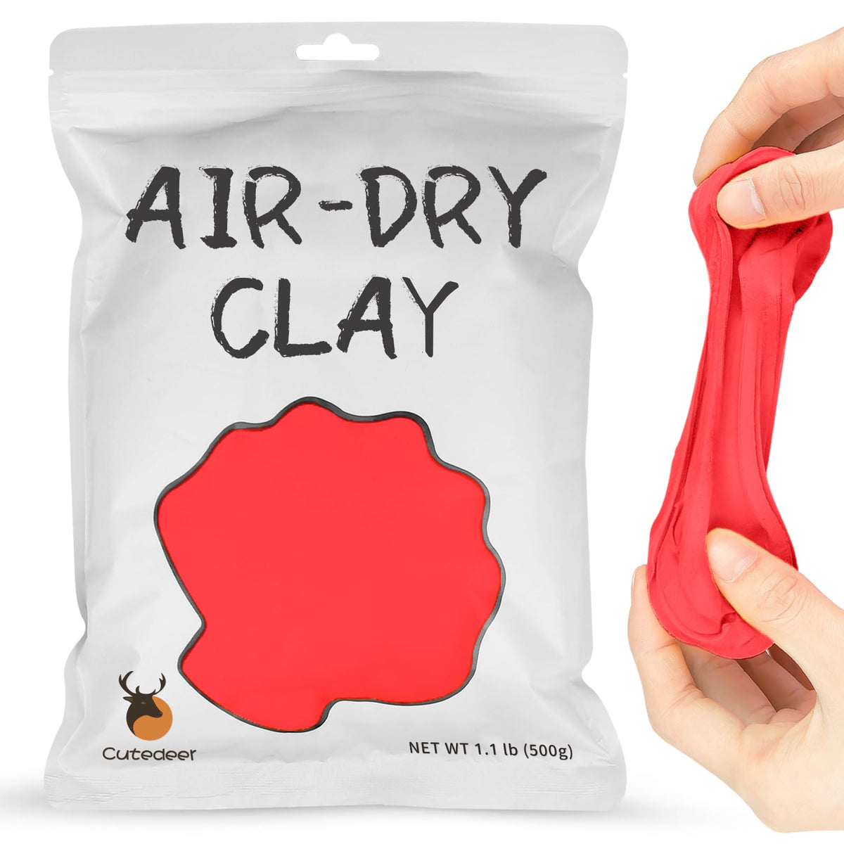 Cutedeer White Air Dry Clay, 1.1lb Foam Modeling Clay, Soft Squishy Molding for Kids Adults, Arts & Crafts Project Slime Supplies(1.1lb - 1 Pack, White)