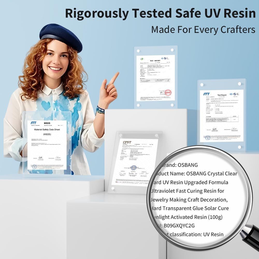 Crystal Clear Hard UV Resin Upgraded Formula Ultraviolet Fast Curing for Jewelry Making Craft Decoration, Hard Transparent Glue Solar Cure Sunlight Activated Resin (100g)