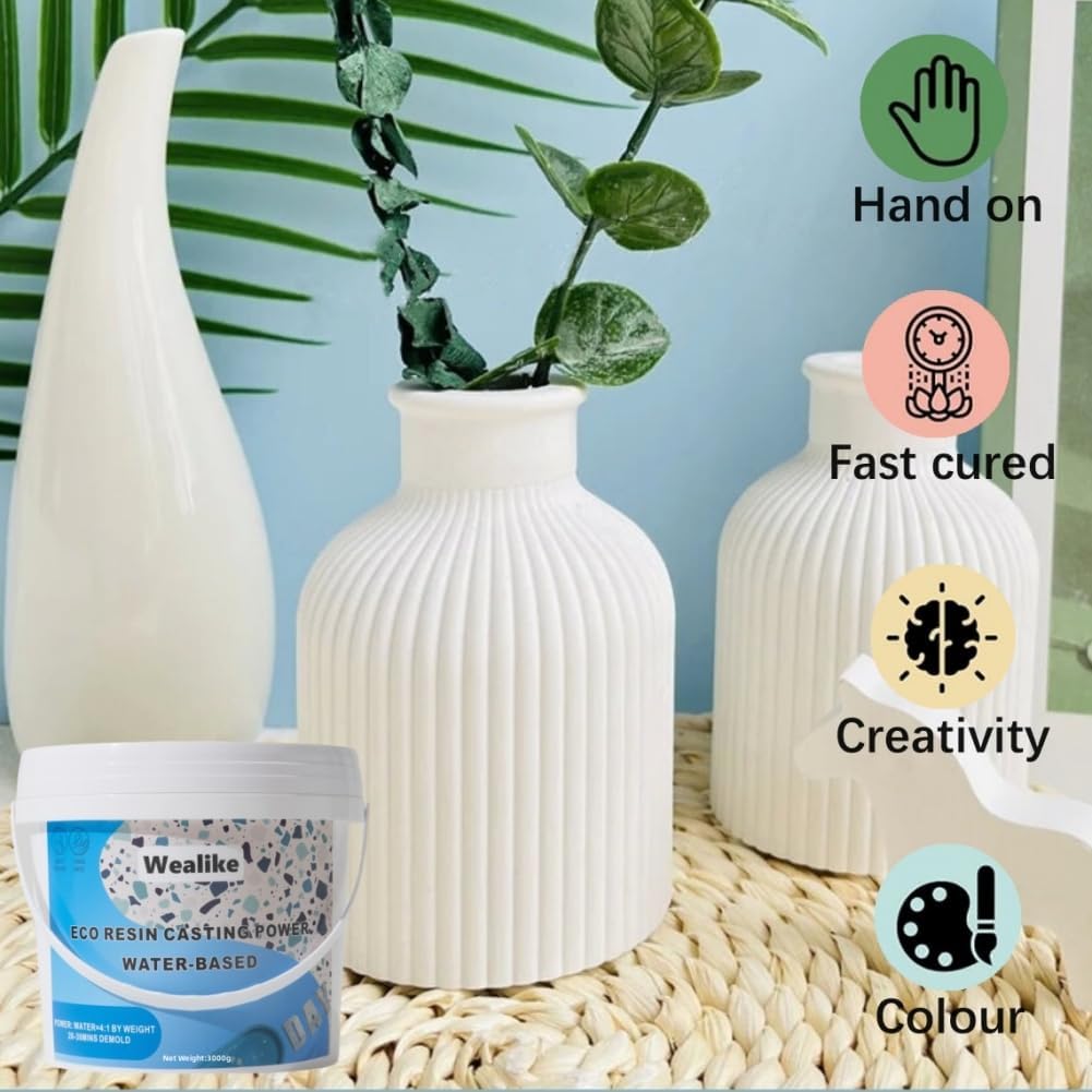 Eco Resin Ceramic Plaster 3000G with 6 Pigments,for DIY Craft