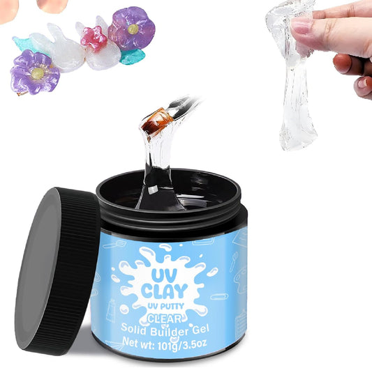 3.5 oz UV Clay Clear Polymer Resin for 3D Crafts, DIY Jewelry Making, Silicone Molds, UV Curing, Crystal Clear Casting, Miniature Art, and Handmade Resin Projects