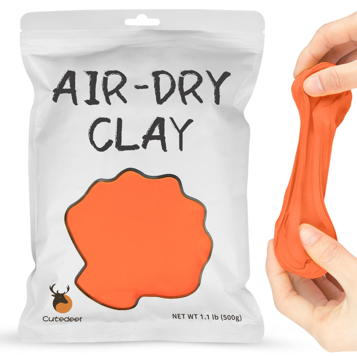 Cutedeer White Air Dry Clay, 1.1lb Foam Modeling Clay, Soft Squishy Molding for Kids Adults, Arts & Crafts Project Slime Supplies(1.1lb - 1 Pack, White)